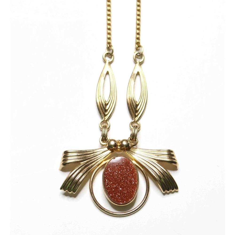 Loran Sim Vintage 1/20 12K Gold Filled Goldstone 15" Necklace